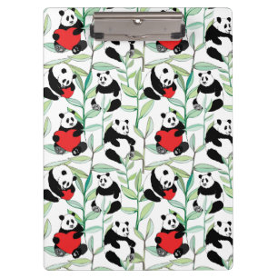 Porte-bloc motif avec de beaux pandas avec des coeurs