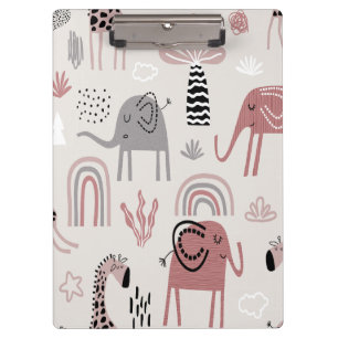 Porte-bloc motif avec des éléphants et des girafes mignons gé