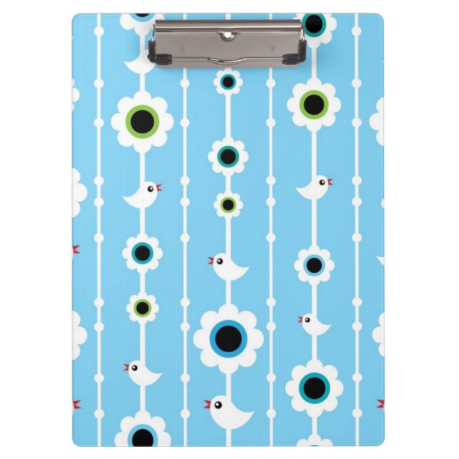 Porte-bloc motif bleu d'oiseau et de fleurs (Devant)