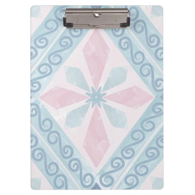 Porte-bloc motif bleu en forme de diamant (Devant)