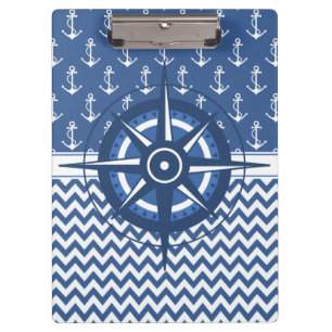 Porte-bloc Motif bleu et blanc nautique d'Ancre et de Chevron