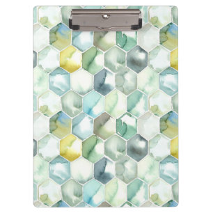 Porte-bloc Motif bleu et vert de Honycomb d'aquarelle