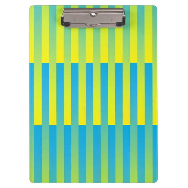 Porte-bloc Motif bleu jaune vert rayé (Devant)