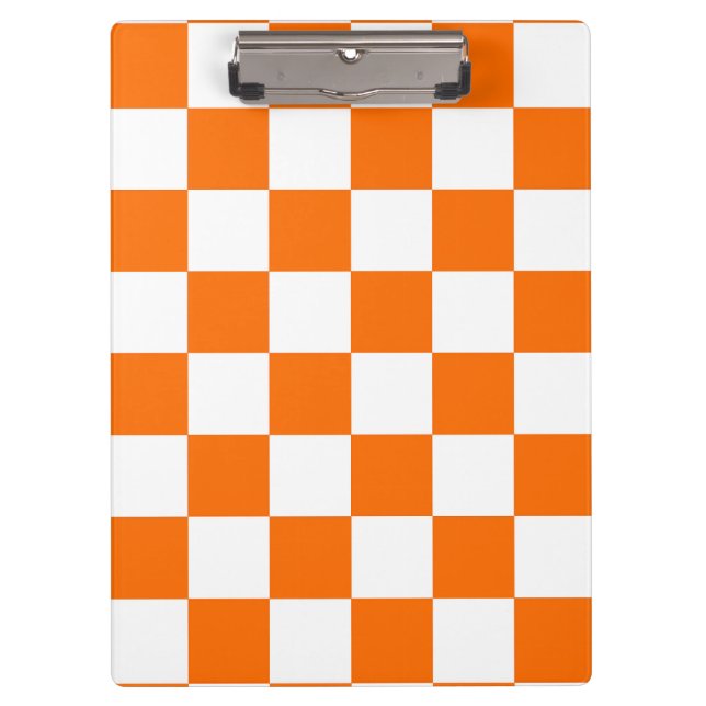Porte-bloc Motif chèque À damiers blanc orange (Devant)
