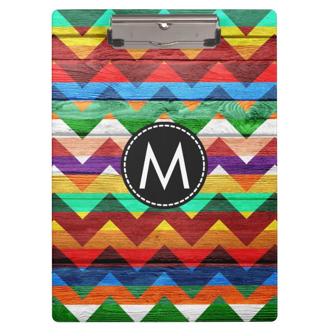 Porte-bloc Motif Chevron en bois peint #6 (Devant)
