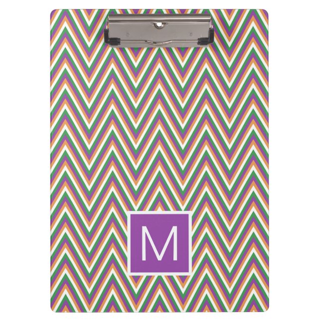 Porte-bloc Motif Chevron Rétro Monogramme Cool (Devant)