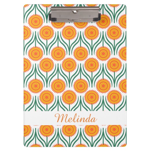 Porte-bloc Motif-Coutume florale moderne de jaune orange (Devant)