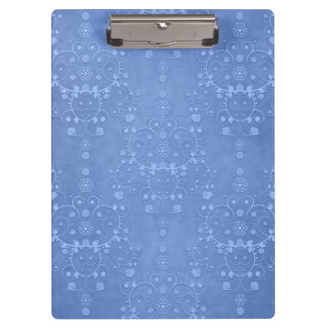 Porte-bloc Motif Damassé Fantaisie Bleu Pervenche (Devant)