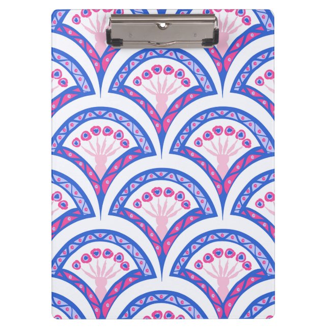 Porte-bloc motif damassé floral bleu (Devant)