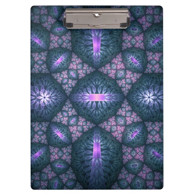 Porte-bloc Motif d'art fractal 3D turquoise violet rose (Devant)