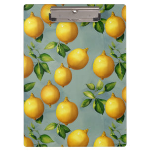 Porte-bloc Motif d'art vintage citrons et feuilles sur gris