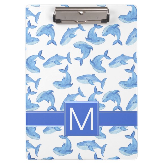 Porte-bloc Motif de baleine bleue d'aquarelle (Devant)