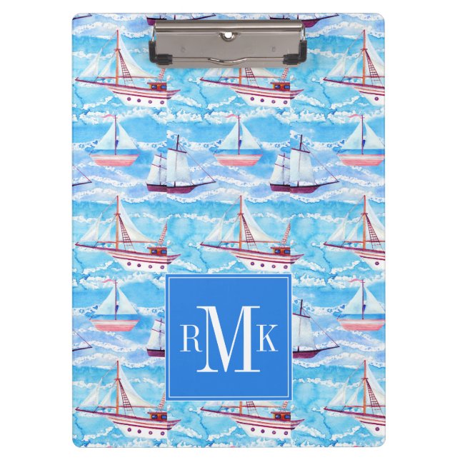 Porte-bloc Motif de bateaux de navigation d'aquarelle (Devant)