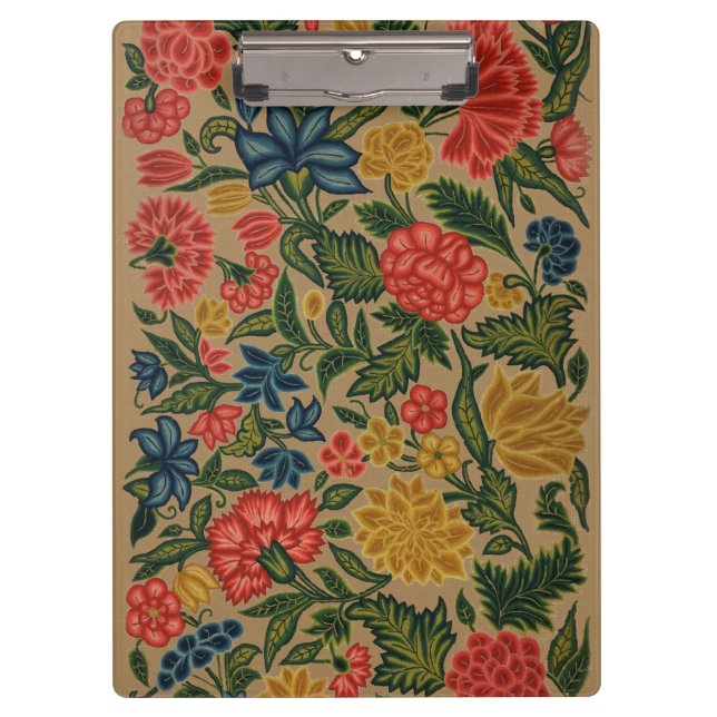 Porte-bloc Motif de broderie florale au crewel vintage (Devant)