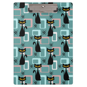 Porte-bloc Motif de chat noir du milieu du siècle