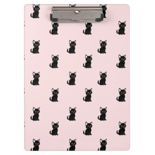 Porte-bloc Motif de chat noir mignon sur fond rose pastel