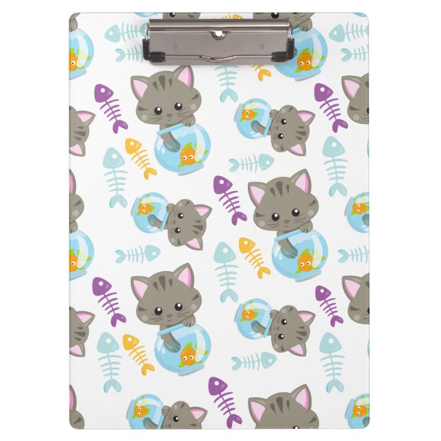 Porte-bloc Motif De Chats, Chats Mignons, Chatons, Poisson (Devant)