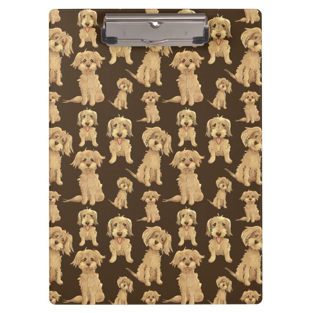 Porte-bloc Motif de chien Brown labradoodle doré (Devant)