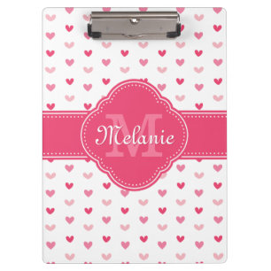 Porte-bloc Motif de coeur rose et blanc avec Monogramme