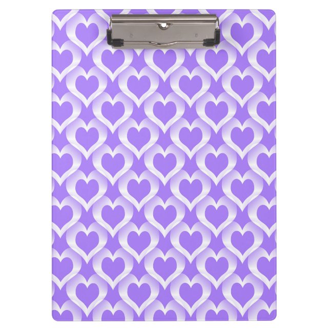 Porte-bloc Motif de cœurs blancs violets (Devant)