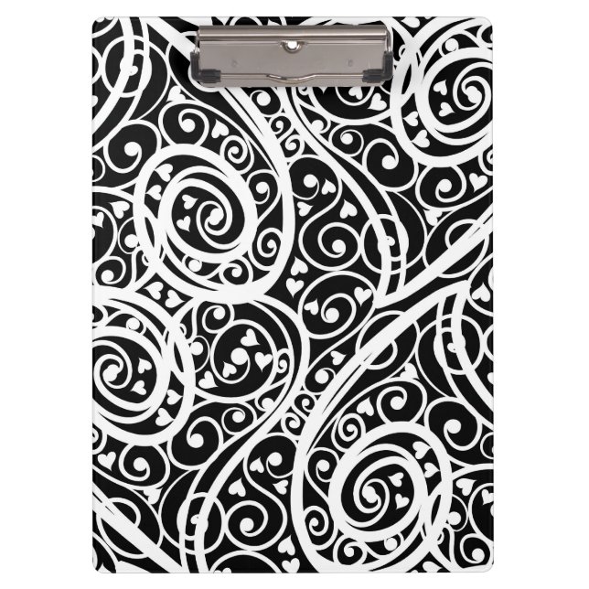 Porte-bloc Motif de cœurs noirs et blancs mignons (Devant)