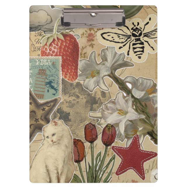 Porte-bloc Motif de collage floral de chat – Conception artis (Devant)