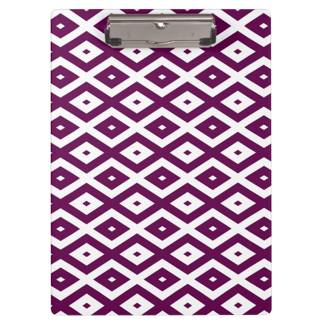 Porte-bloc Motif de diamant blanc et violet de prune (Devant)