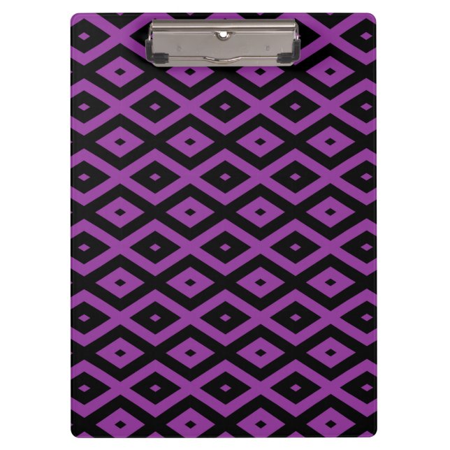 Porte-bloc Motif de diamants violet et noir (Devant)