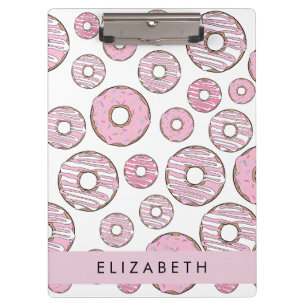 Porte-bloc Motif De Donuts, Donuts Roses, Glace, Votre Nom