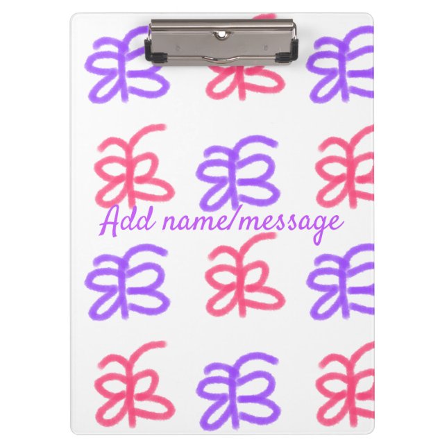 Porte-bloc Motif de doodle de papillon rose violet ajouter le (Devant)