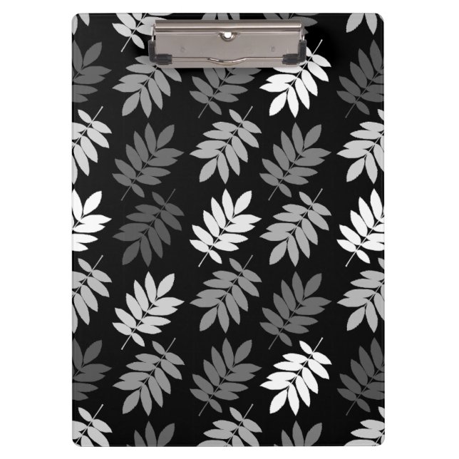 Porte-bloc Motif de feuille aînée noir blanc gris (Devant)