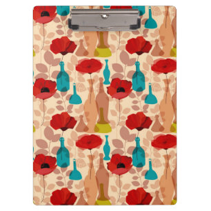 Porte-bloc Motif de fleurs, de vases et de bouteilles