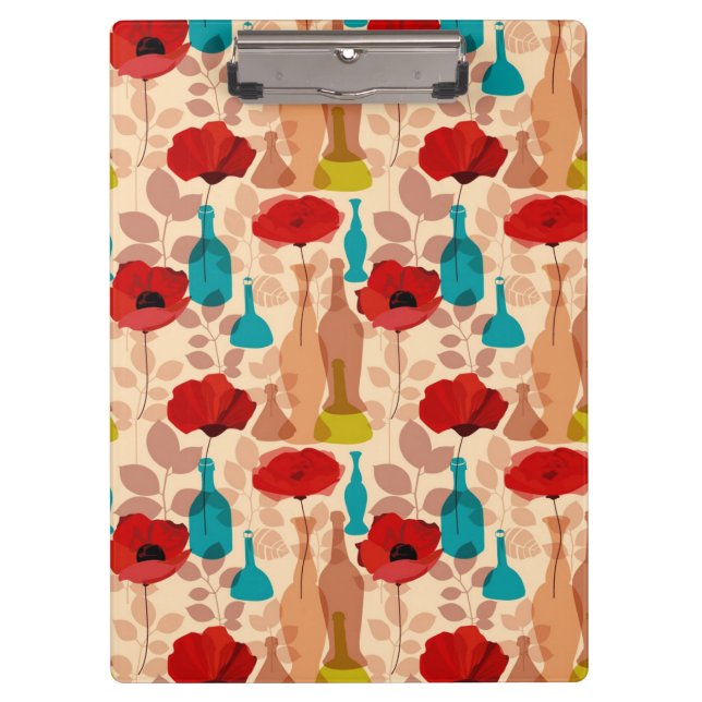 Porte-bloc Motif de fleurs, de vases et de bouteilles (Devant)