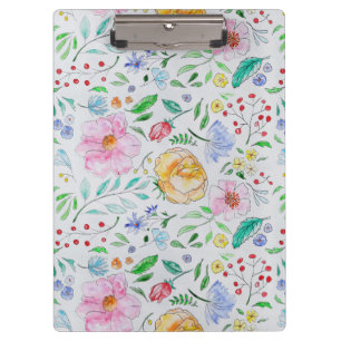 Porte-bloc Motif de fleurs et de bourgeons à l'aquarelle légè