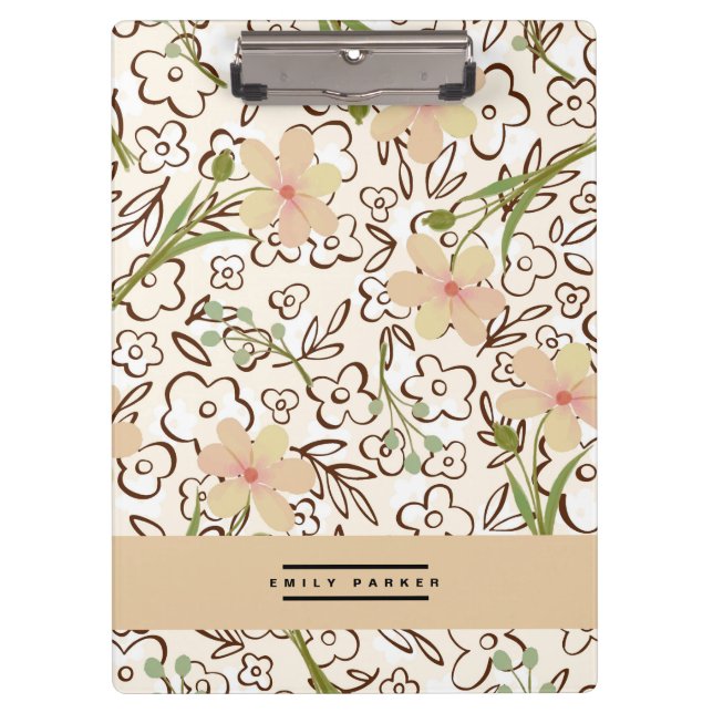 Porte-bloc Motif de fleurs rose vert Porte - bloc personnalis (Devant)