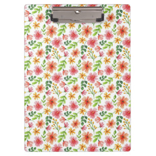Porte-bloc Motif de fleurs roses à l'aquarelle