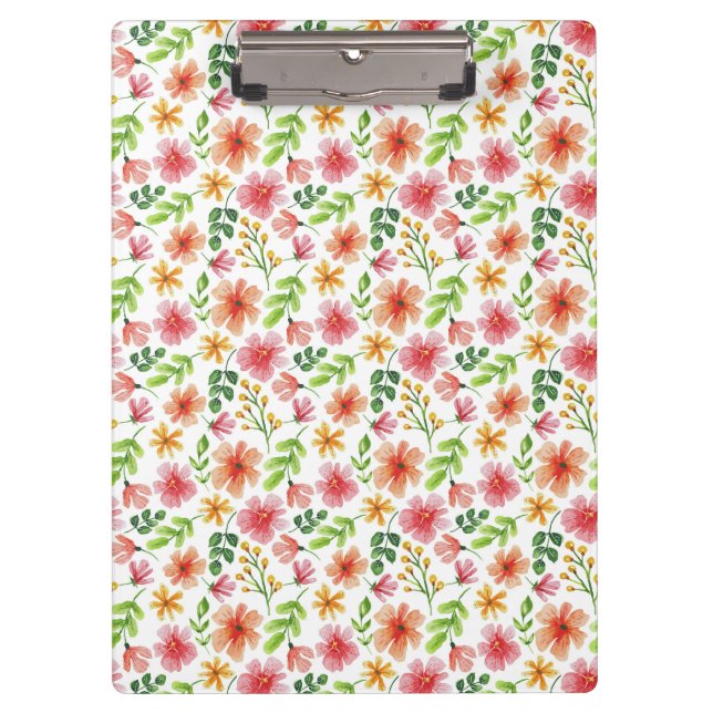 Porte-bloc Motif de fleurs roses à l'aquarelle (Devant)