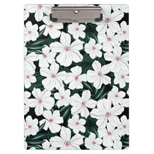 Porte-bloc Motif de fleurs tropical blanc