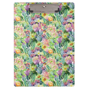 Porte-bloc Motif de floraison exotique de cactus d'aquarelle