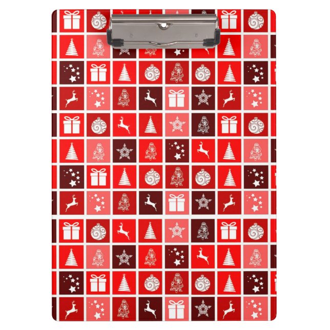 Porte-bloc Motif de grille de Noël rouge moderne minimaliste (Devant)