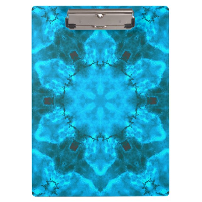 Porte-bloc Motif de kaléidoscope bleu glace givrée (Devant)