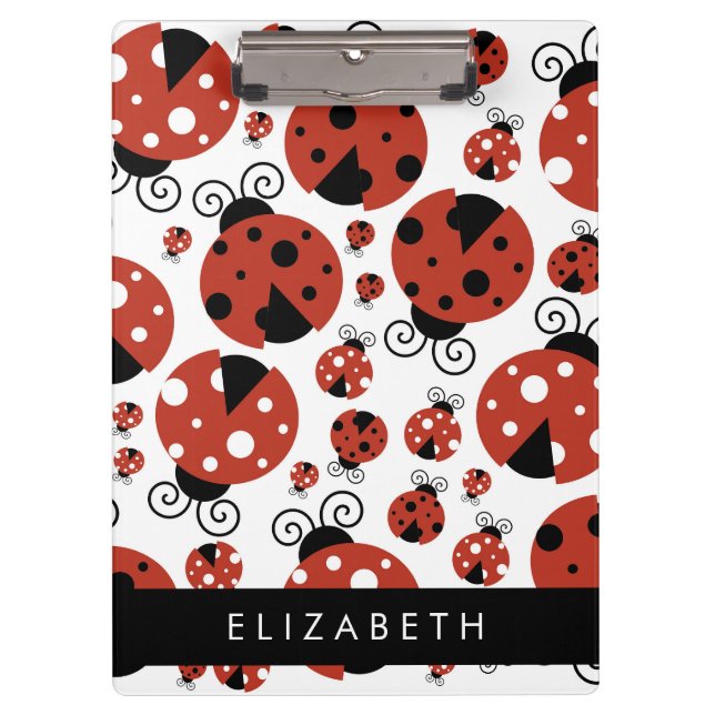 Porte-bloc Motif De Ladybugs, Red Ladybugs, Votre Nom (Devant)