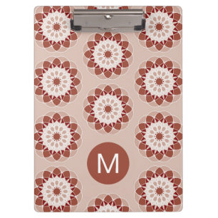 Porte-bloc Motif de mandala floral burgundy rose en monogramm