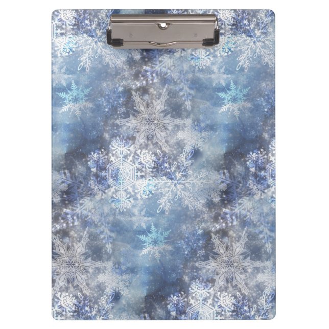 Porte-bloc Motif de Noël bleu texturé de glace et de neige (Devant)