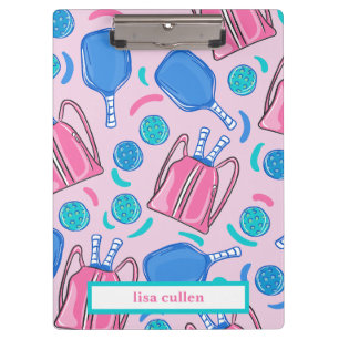 Porte-bloc Motif de pickleball rose élégant personnalisé