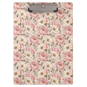Porte-bloc Motif de pivoines fleuries vintage
