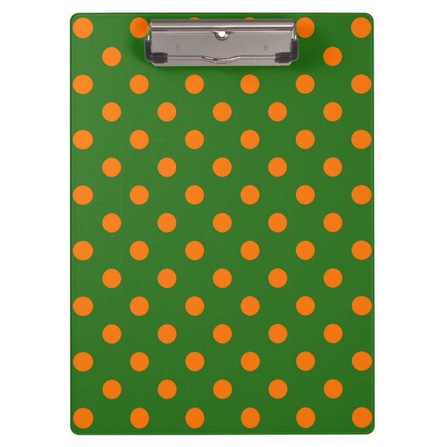 Porte-bloc Motif de points orange sur fond vert  (Devant)