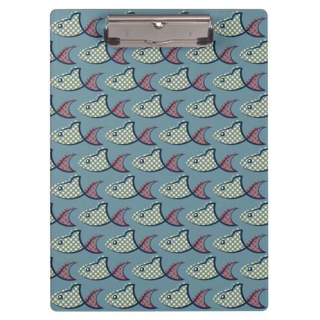 Porte-bloc Motif de poissons de point de polka (Devant)