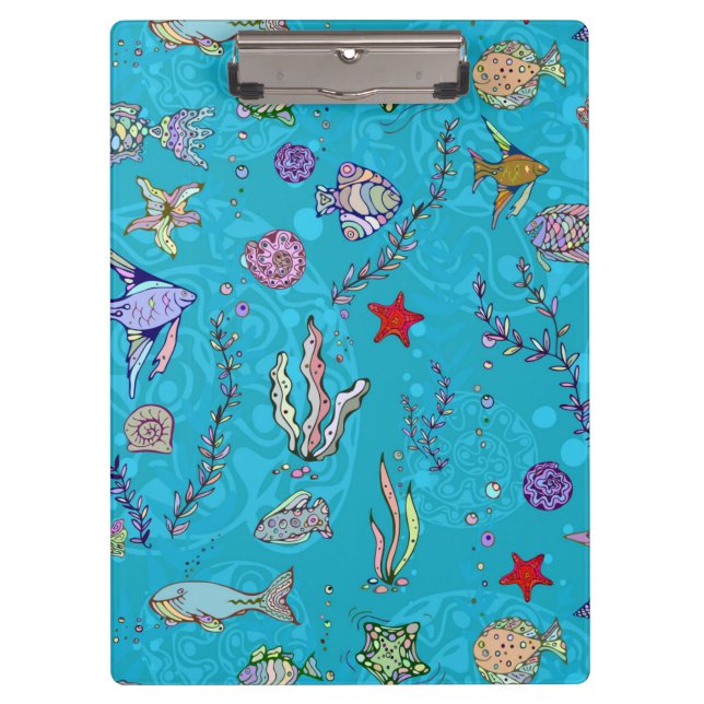 Porte-bloc Motif de poissons de turquoise (Devant)