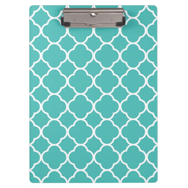 Porte-bloc Motif de Quatrefoil bleu-vert (Devant)